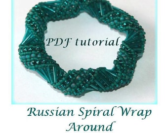 Perlen gewebt Spirale Armband Muster, russische Wickelmuster (PDF Anleitung)