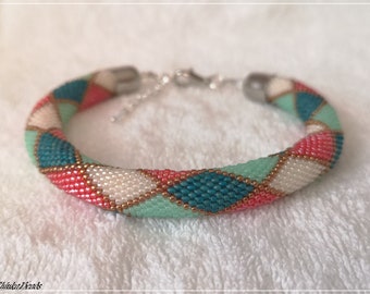 Multicolor bracelet, Harlequin rhombus bracelet, braccialetto colorato, pulsera de colores, bracelet coloré, statement bracelet