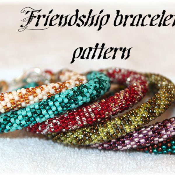 Friendship bracelets, bead crochet rope pattern or necklace, pdf pattern