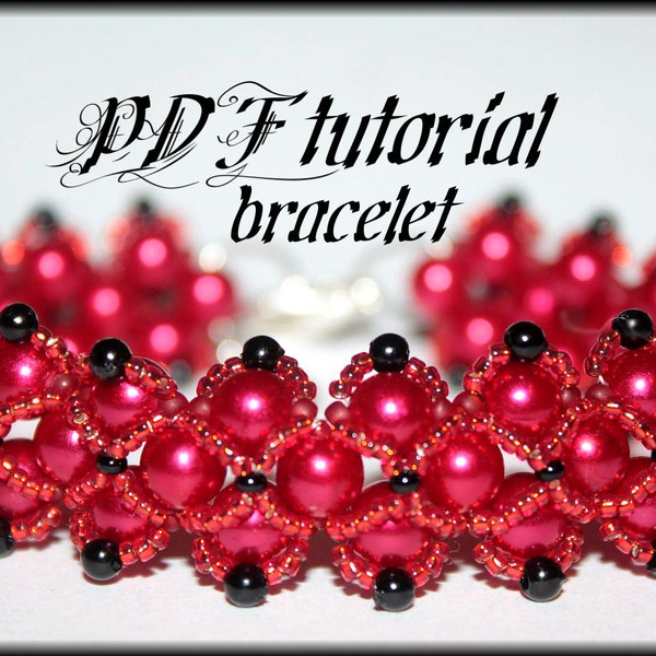 Pearl bracelet Hugs and Kisses, Beading Pattern, tutorial PDF, bracelet or necklace beading pattern, tutorial, technique, digital pattern