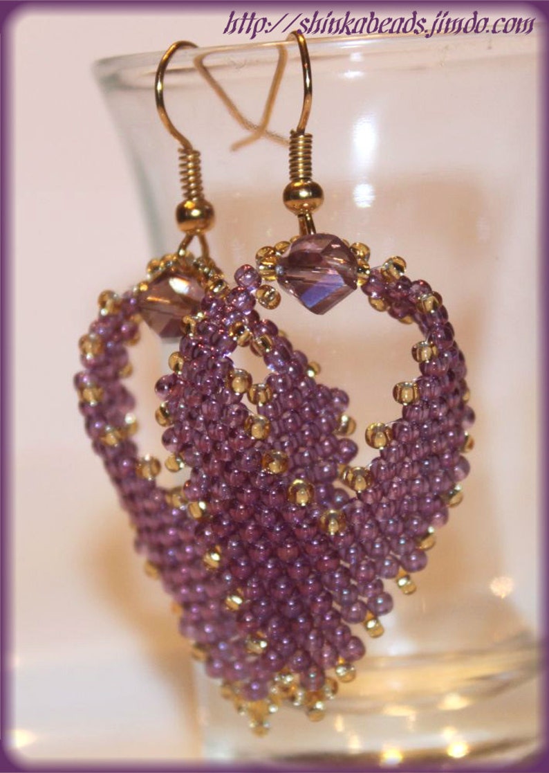 Russian leaf earrings with pearl Beading Pattern PDF