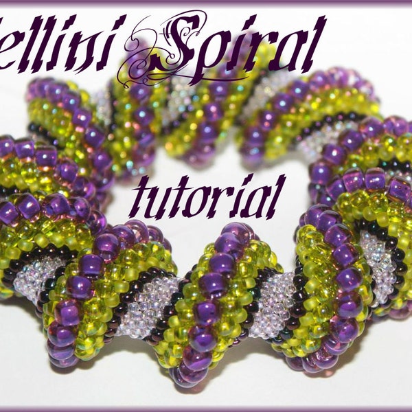 Cellini Spiral Twist tubural peyote Beading Pattern PDF bracelet or necklace beading pattern tutorial technique beadweaving technique