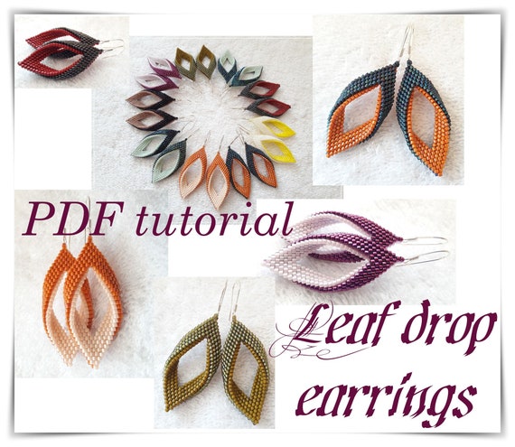 Leaf Drop Earrings, Twisted Peyote Beading Pattern (PDF Tutorial)