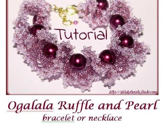 Beading Pattern PDF,  Ogalala Ruffle and pearl bracelet or necklace, beading pattern, scheme,beading tutorial, technique, digital pattern