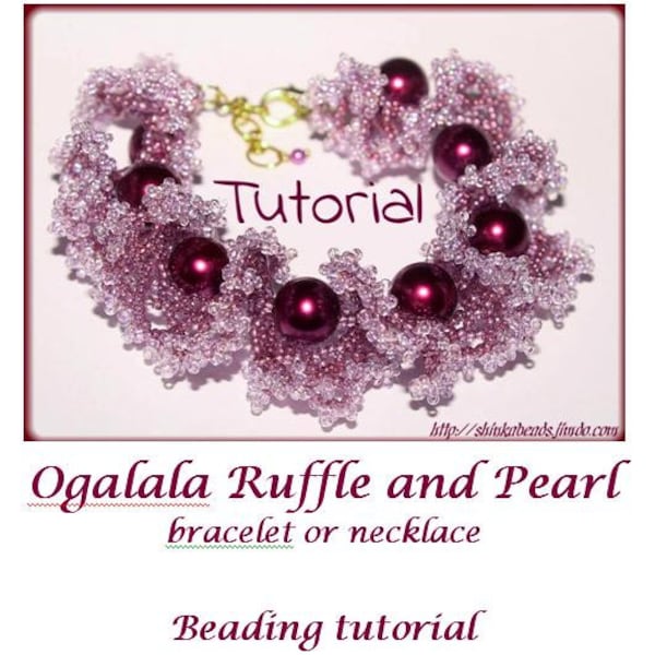 Beading Pattern PDF,  Ogalala Ruffle and pearl bracelet or necklace, beading pattern, scheme,beading tutorial, technique, digital pattern