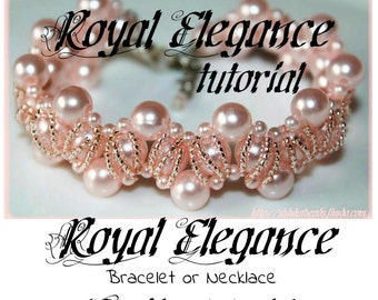 Royal Elegance Beading Pattern, Glass Pearl Bracelet or Necklace (PDF Tutorial)
