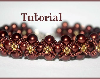 Pearls and seed beads Beading Pattern PDF, bracelet or necklace, beading pattern, tutorial, technique, instructions