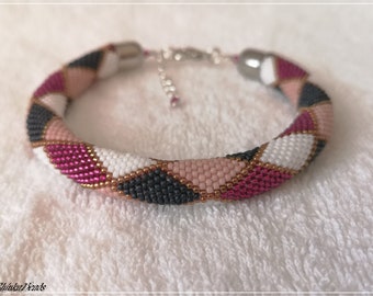 Pink multicolor bracelet, Harlequin rhombus bracelet, braccialetto colorato, pulsera de colores, bracelet coloré, statement bracelet