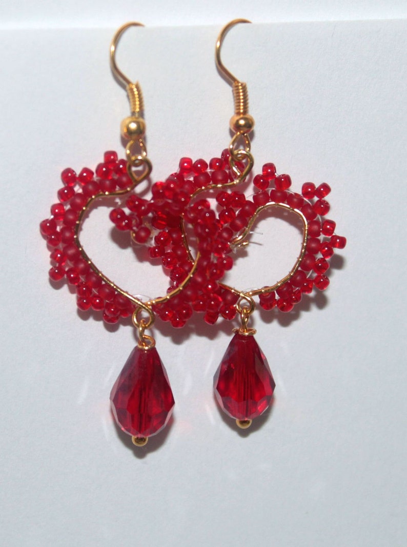 Beading Pattern PDF Valentine Red Hearts Earrings Beading - Etsy