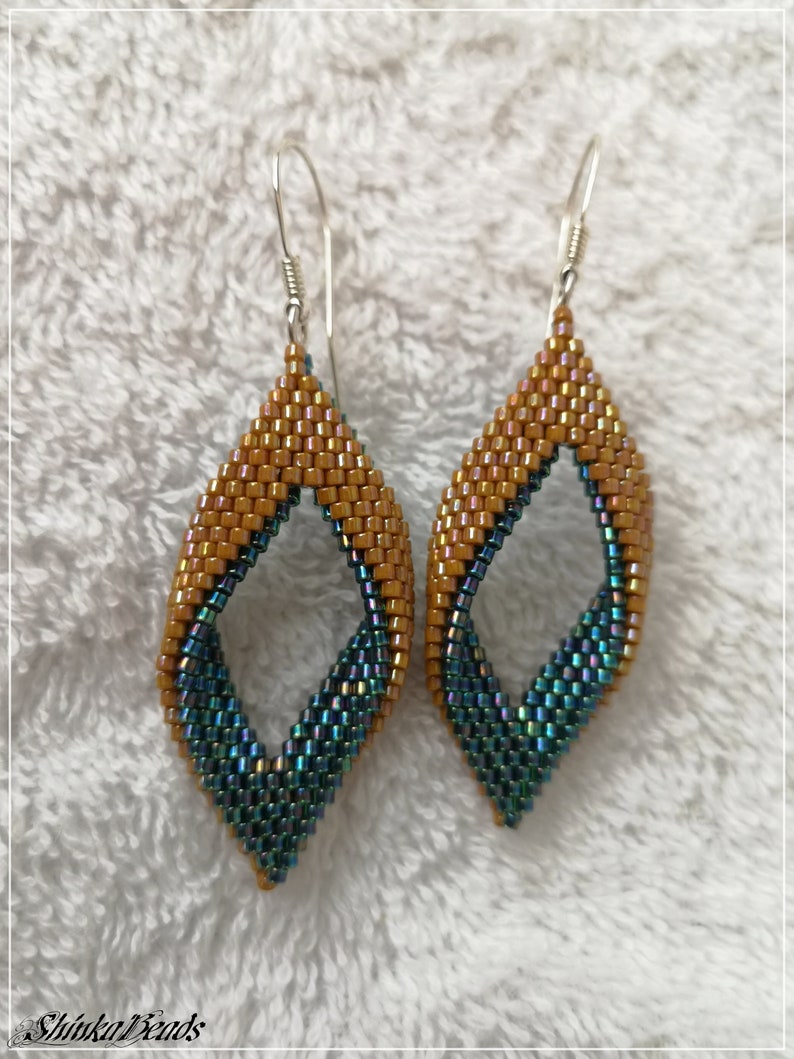 Leaf drop earrings Beading Pattern PDF tutorial twisted peyote Etsy