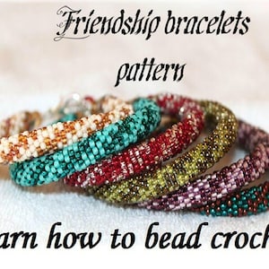 Learn HOW to BEAD CROCHET with a simple pattern of a bracelet or a necklace step by step, pdf tutorial, beading tutorial basics, masterclass