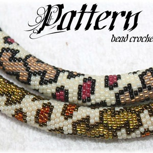 Colorful geometric bead crochet rope necklace or bracelet pattern, beadig pattern, pdf pattern, beadcrochet scheme