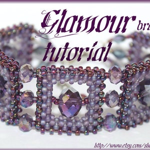BEADING PATTERN bracelet tutorial instructions GLAMOUR style beawoven Right Angle Weave beaded square with Swarovski crystal Pdf file