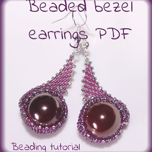 Beaded Bezel Earrings Pattern, Elegant Pearl Tutorial (PDF)