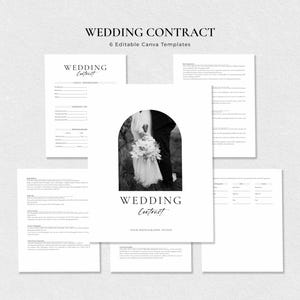 Contrato de fotografía de bodas / Acuerdo con el cliente para fotógrafos / Plantilla editable de Canva