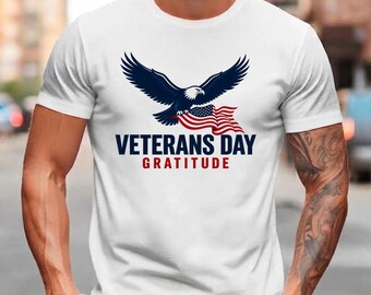 Águila del Día de los Veteranos PNG, diseño de camiseta con la bandera patriótica estadounidense