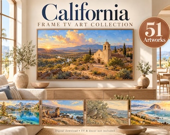 Paquete de láminas decorativas para televisores California Frame, 51 diseños para Samsung Frame (descarga digital)