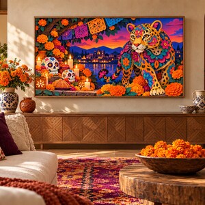 Dia de los Muertos フレーム TV アート バンドル、サムスン フレーム TV 用 50 日の死者のデザイン、カラベラ & マリーゴールド アート、オフレンダ装飾、4K 画像 9