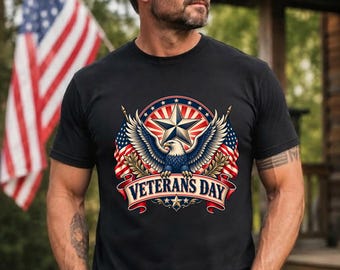 退役軍人の日 ハクトウワシの国旗デザイン – 愛国的なアメリカの栄誉（デジタルダウンロード）