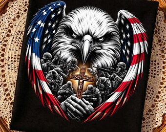 Diseño de águila, soldados y cruz para el Día de los Veteranos (descarga digital)