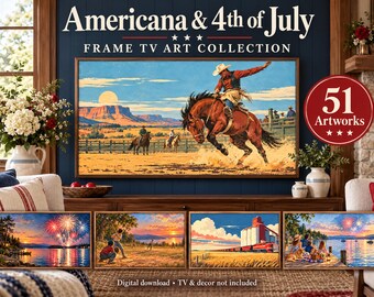 Paquete de láminas decorativas para TV con temática estadounidense del 4 de julio, 51 diseños patrióticos (descarga digital)