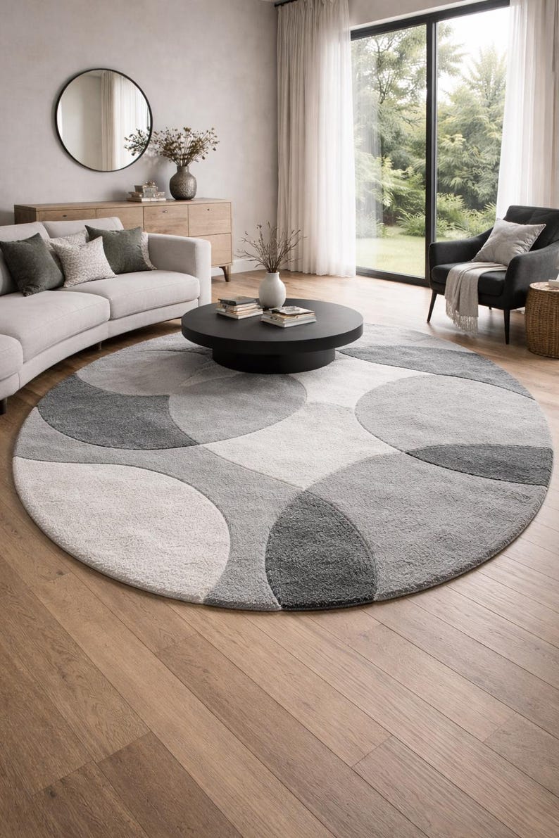 Round Smiley Face Rug – Yellow Emoji Area Mat, Modern Kids Room Decor ...