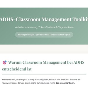 ADHS Classroom Management Toolkit | Token-Systeme | Verhaltenssteuerung | Lehrer Ratgeber | Grundschule | Sofort Download