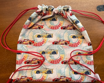 Cars Drawstring Bag - Adjustable Straps - Disney Backpack - Gift For Kids