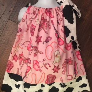Girls Cowgirl Pillowcase Dress: Pink Western Rodeo Outfit