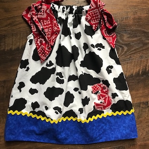 Cowgirl Pillowcase Dress: Toy Story Birthday Outfit, Cow Print
