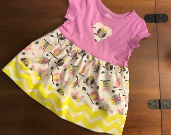 Baby Owl Dress – Lavender Knit Top, Size 12 Months