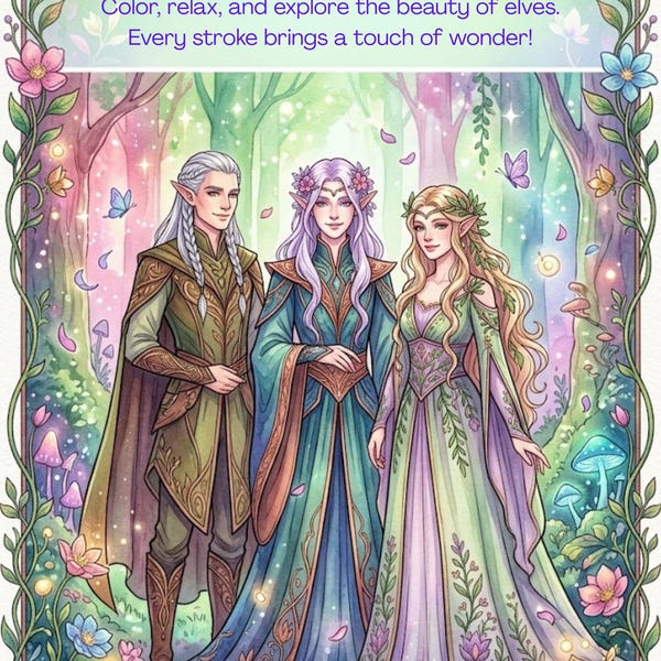 Enchanted Worlds Adult Coloring Book Fantasy Pages Adult Relaxation Art Digital Download