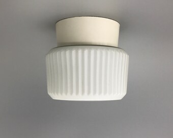 Vintage Bauhaus Flush Mount Ceiling Light - Art Deco White Glass