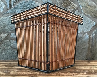 Storage Solution for Midcentury Interior Home Organization Basket Metal & Wicker Designed by Dirk van Sliedregt for Rohé Noordwolde, NL