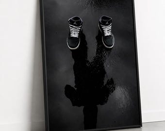 Minimalist Sneaker Reflection Art Print, Streetwear Urban Poster (Digital Download)