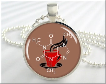 Coffee Molecule Jewelry Pendant Resin Charm Coffee Lover Gift Caffeine Chemistry Necklace Science Teacher Gift Under 20, 762RS