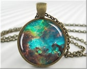 Nebula Space Pendant Necklace, Resin Jewelry Charm, Hubble Space Nebula Jewelry, Heavenly Picture Pendant, Space Geek Gift 442RB