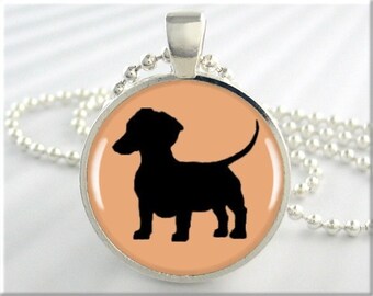 Wiener Dog Necklace Silhouette Jewelry Resin Pendant Charm, Gift For Dachshund Dog Lover 473RS