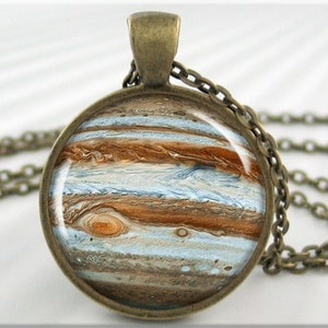 Jupiter Pendant Necklace, Planet Jupiter Space Jewelry, Space Gift, Resin Pendant 382RB image 1