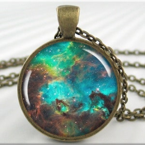 Nebula Space Pendant Necklace, Resin Jewelry Charm, Hubble Space Nebula Jewelry, Heavenly Picture Pendant, Space Geek Gift 442RB