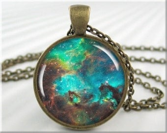 Nebula Space Pendant Necklace, Resin Jewelry Charm, Hubble Space Nebula Jewelry, Heavenly Picture Pendant, Space Geek Gift 442RB