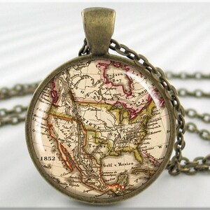 Colgante de mapa de Estados Unidos, dije de resina, joyería con mapa de Norteamérica, collar con imagen, regalo por menos de 20 dólares, dije de mapa, regalo para profesor/a 209RB