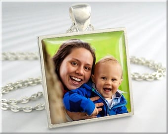 Custom Photo Pendant, Personalized Gift Pendant, Custom Map, Baby Picture Charm, Family Picture Necklace, Artwork Resin Charm, Keepsake Gift