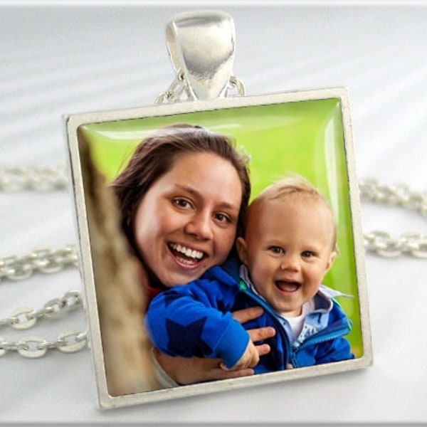 Custom Photo Pendant, Personalized Gift Pendant, Custom Map, Baby Picture Charm, Family Picture Necklace, Artwork Resin Charm, Keepsake Gift