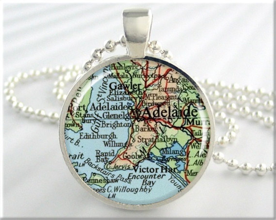 Adelaide Map Pendant, Resin Charm, Adelaide Australia Map Necklace
