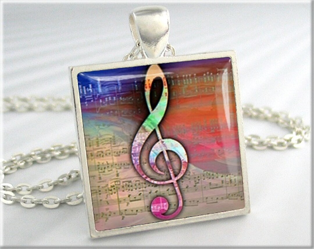 Treble Clef Pendant: Musical Note Art Charm Necklace 039SS - Etsy