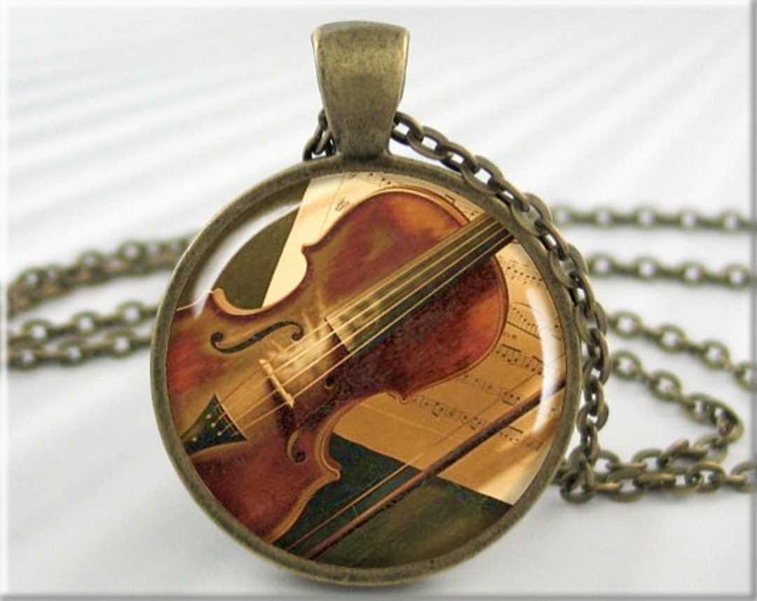 Violin Art Necklace, Resin Pendant, Violin Jewelry, Violinist Gift, Musician Jewelry, Orchestra