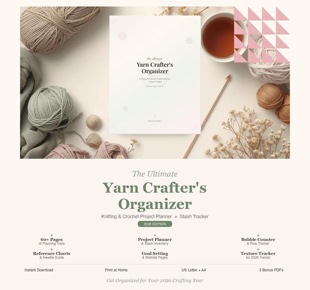 Knitting Planner Printable 2026 | Yarn Stash Tracker Crochet Project Organizer | Digital ...