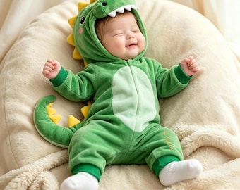 Personalized Dinosaur Baby Costume Onesie, Embroidered Name, Baby Halloween Outfit