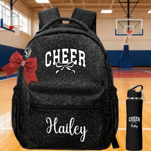 Glittriga Cheerleader-ryggsäckar, personligt broderat namn, rosettnyckelring, cheerleader-present